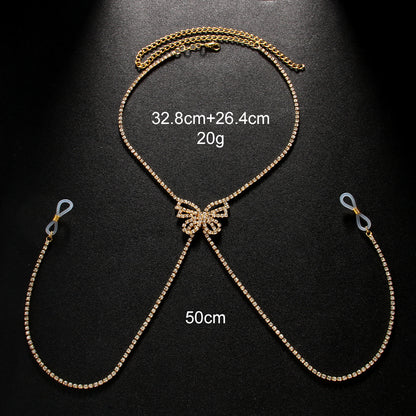 Silver Butterfly Body Chain For Women With Rhinestones, Electroplated Copper Plated Design