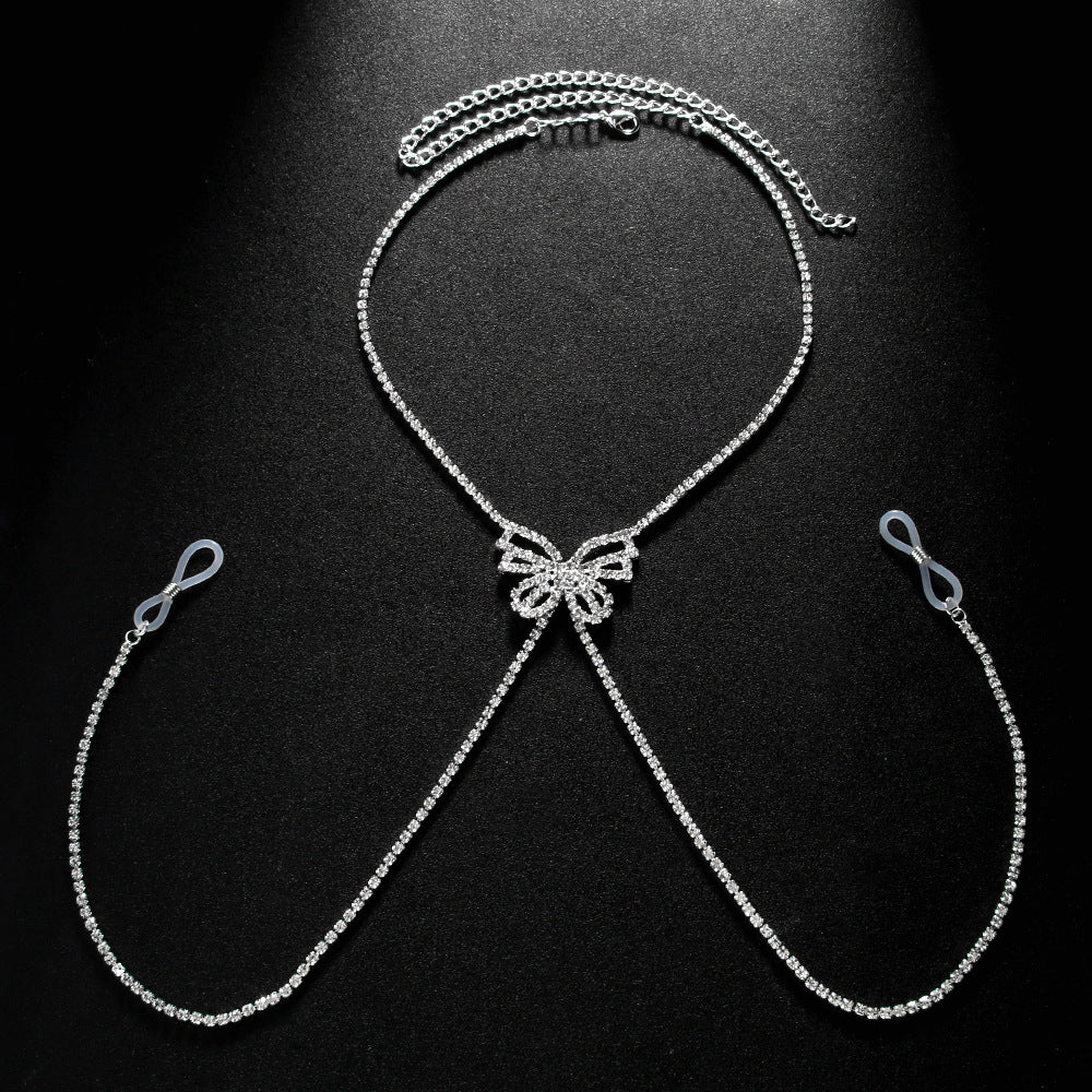 Silver Butterfly Body Chain For Women With Rhinestones, Electroplated Copper Plated Design