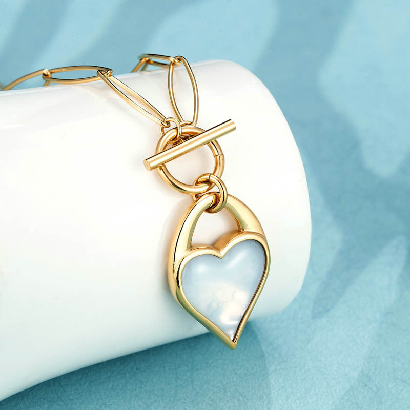 Heart Shape Necklace For Women In Titanium Steel With 14K Real Gold Plated Electroplated Finish