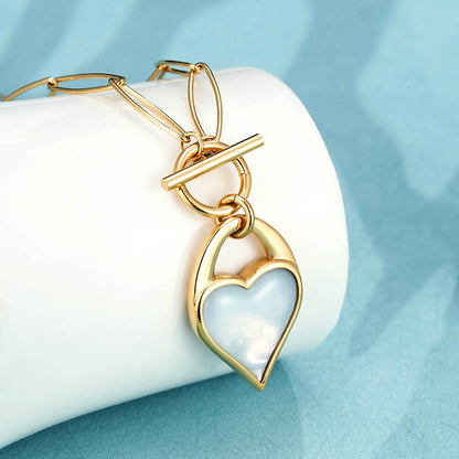Heart Shape Necklace For Women In Titanium Steel With 14K Real Gold Plated Electroplated Finish
