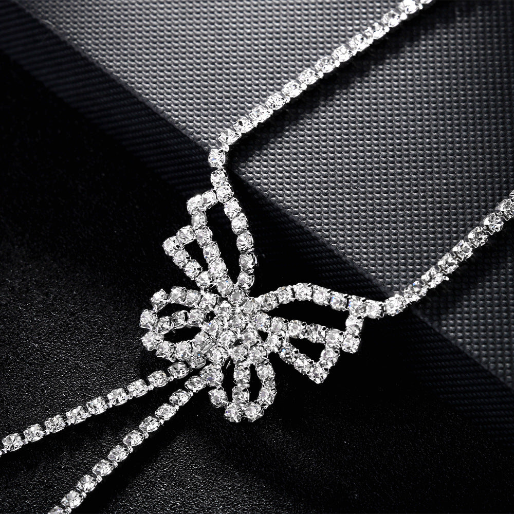 Silver Butterfly Body Chain For Women With Rhinestones, Electroplated Copper Plated Design