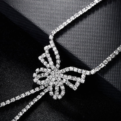 Silver Butterfly Body Chain For Women With Rhinestones, Electroplated Copper Plated Design