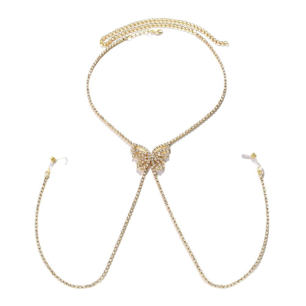 Silver Butterfly Body Chain For Women With Rhinestones, Electroplated Copper Plated Design