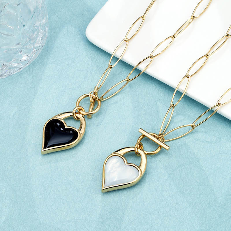 Heart Shape Necklace For Women In Titanium Steel With 14K Real Gold Plated Electroplated Finish