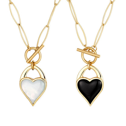 Heart Shape Necklace For Women In Titanium Steel With 14K Real Gold Plated Electroplated Finish