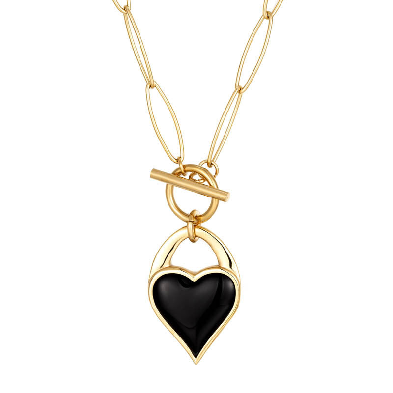 Heart Shape Necklace For Women In Titanium Steel With 14K Real Gold Plated Electroplated Finish