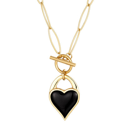 Heart Shape Necklace For Women In Titanium Steel With 14K Real Gold Plated Electroplated Finish