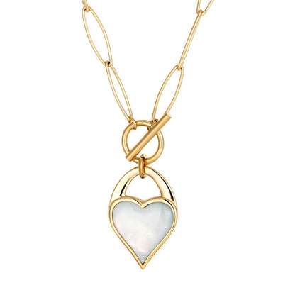 Heart Shape Necklace For Women In Titanium Steel With 14K Real Gold Plated Electroplated Finish