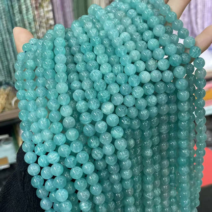 Polished Natural Stone Beads With Amazonite Inlay, 8mm Diameter For Jewelry Making