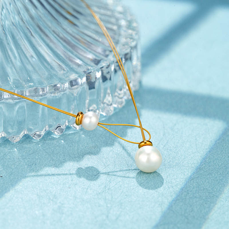 Simple Style Gold Necklace For Women With Titanium Steel Chain, Electroplated With 18K Real Gold Plated Finish