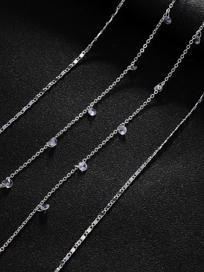 Geometric Silver Body Chain For Women Featuring Rhinestones, Perfect For Nightclub Wear