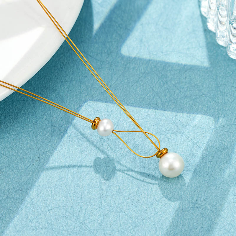 Simple Style Gold Necklace For Women With Titanium Steel Chain, Electroplated With 18K Real Gold Plated Finish