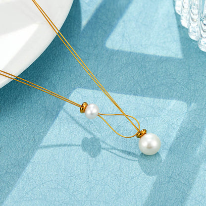 Simple Style Gold Necklace For Women With Titanium Steel Chain, Electroplated With 18K Real Gold Plated Finish