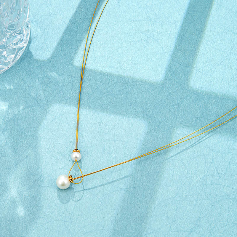 Simple Style Gold Necklace For Women With Titanium Steel Chain, Electroplated With 18K Real Gold Plated Finish