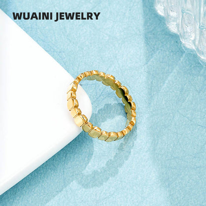 Geometric Waterproof Non Tarnish Rings For Women In Titanium Steel With 18K Real Gold Electroplated Plating