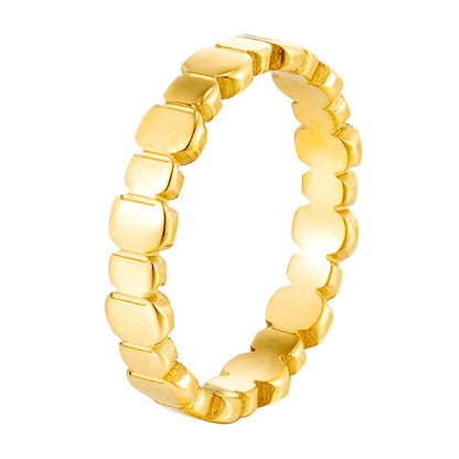 Geometric Waterproof Non Tarnish Rings For Women In Titanium Steel With 18K Real Gold Electroplated Plating
