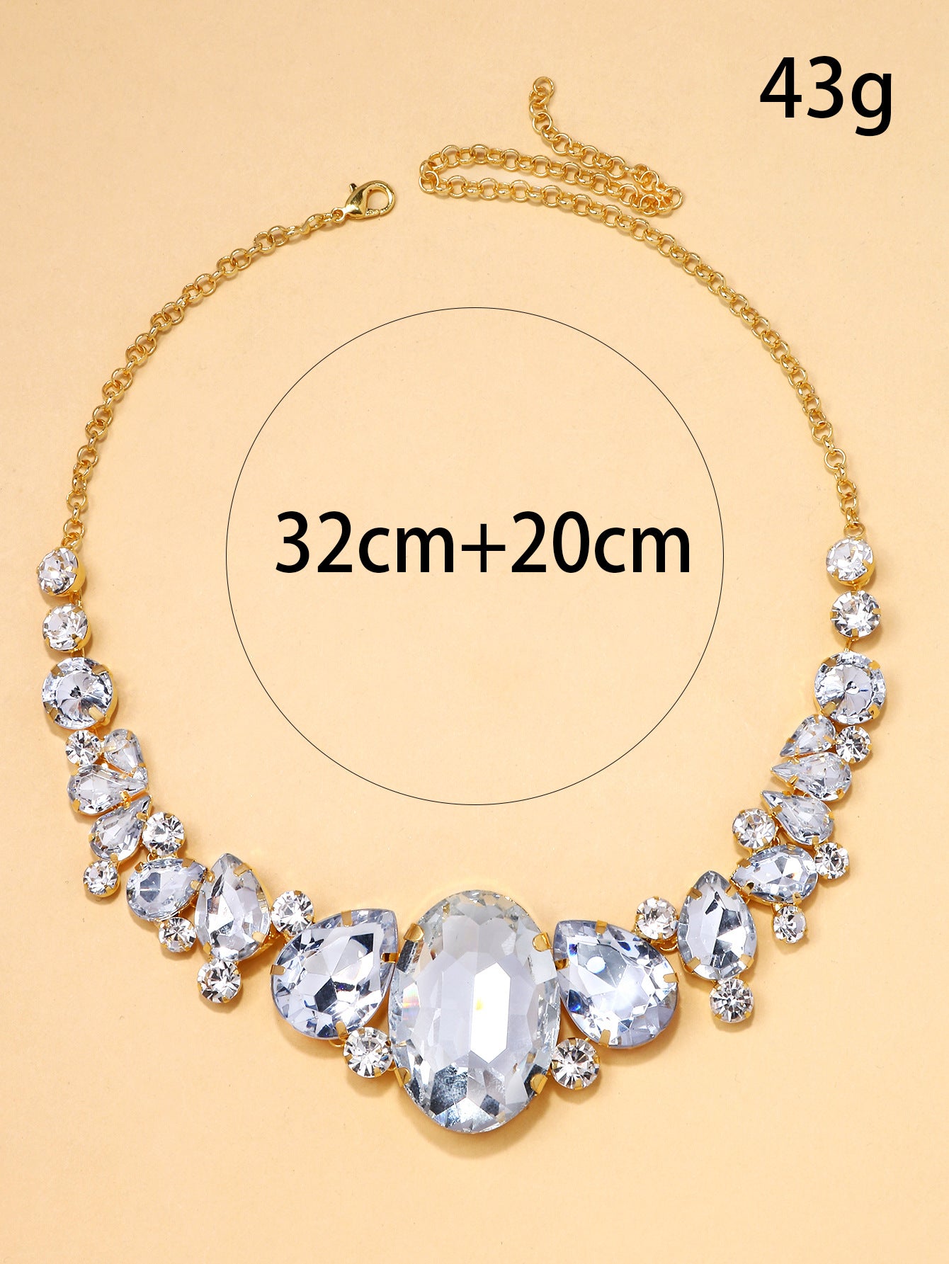 Exaggerated Women’s Necklace Featuring Alloy Pendant With Rhinestones And Artificial Gemstones, Electroplated Finish