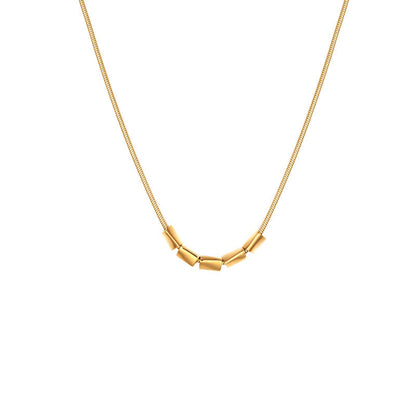 Gold Rhombus Necklace For Women With Titanium Steel Pendant And Snake Chain
