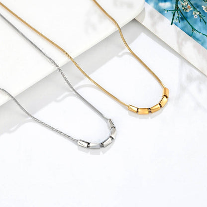 Gold Rhombus Necklace For Women With Titanium Steel Pendant And Snake Chain