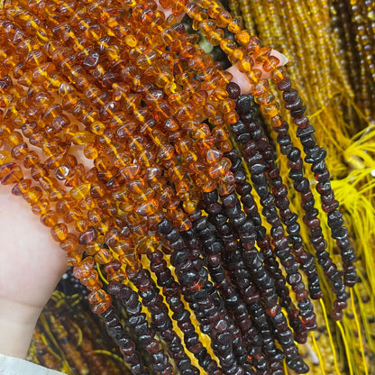 Handmade Ombre Gravel Beads With Amber Inlay, Diameter 6 Mm, Available In Rainbow Colors For Jewelry Making