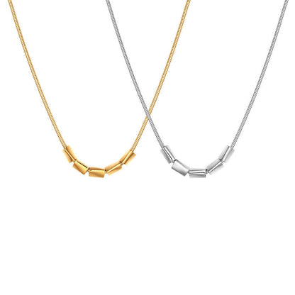 Gold Rhombus Necklace For Women With Titanium Steel Pendant And Snake Chain