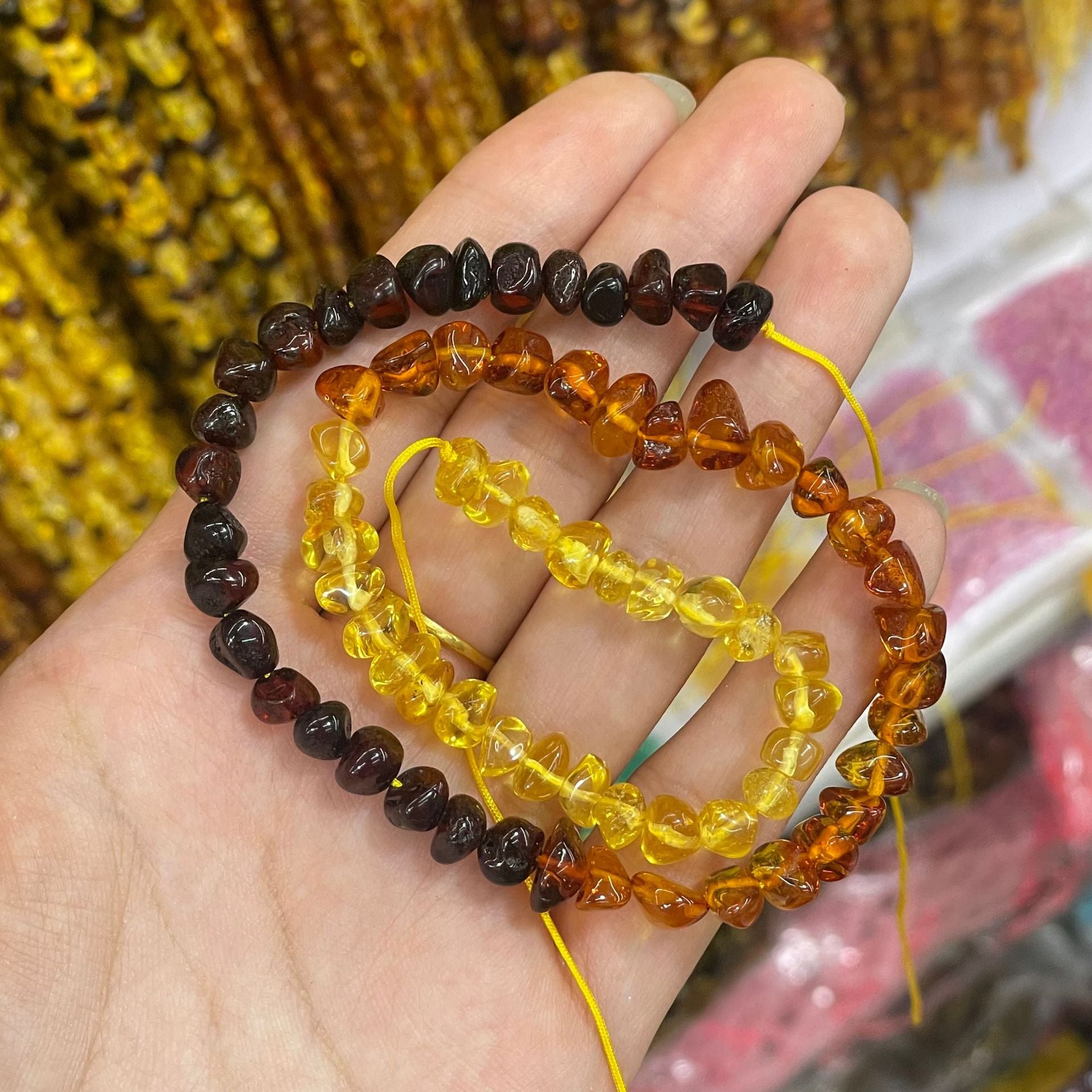 Handmade Ombre Gravel Beads With Amber Inlay, Diameter 6 Mm, Available In Rainbow Colors For Jewelry Making