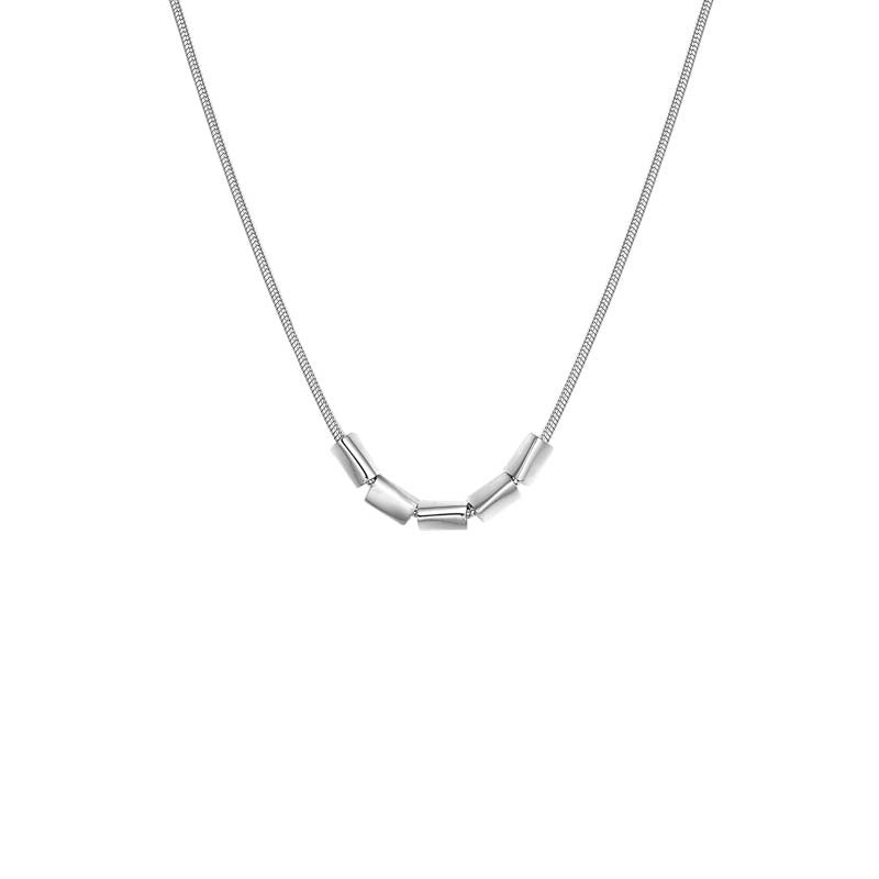 Gold Rhombus Necklace For Women With Titanium Steel Pendant And Snake Chain