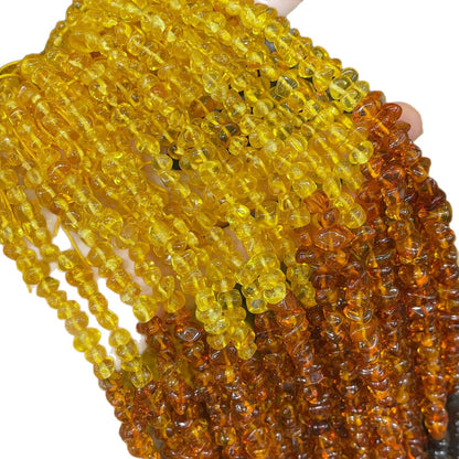 Handmade Ombre Gravel Beads With Amber Inlay, Diameter 6 Mm, Available In Rainbow Colors For Jewelry Making