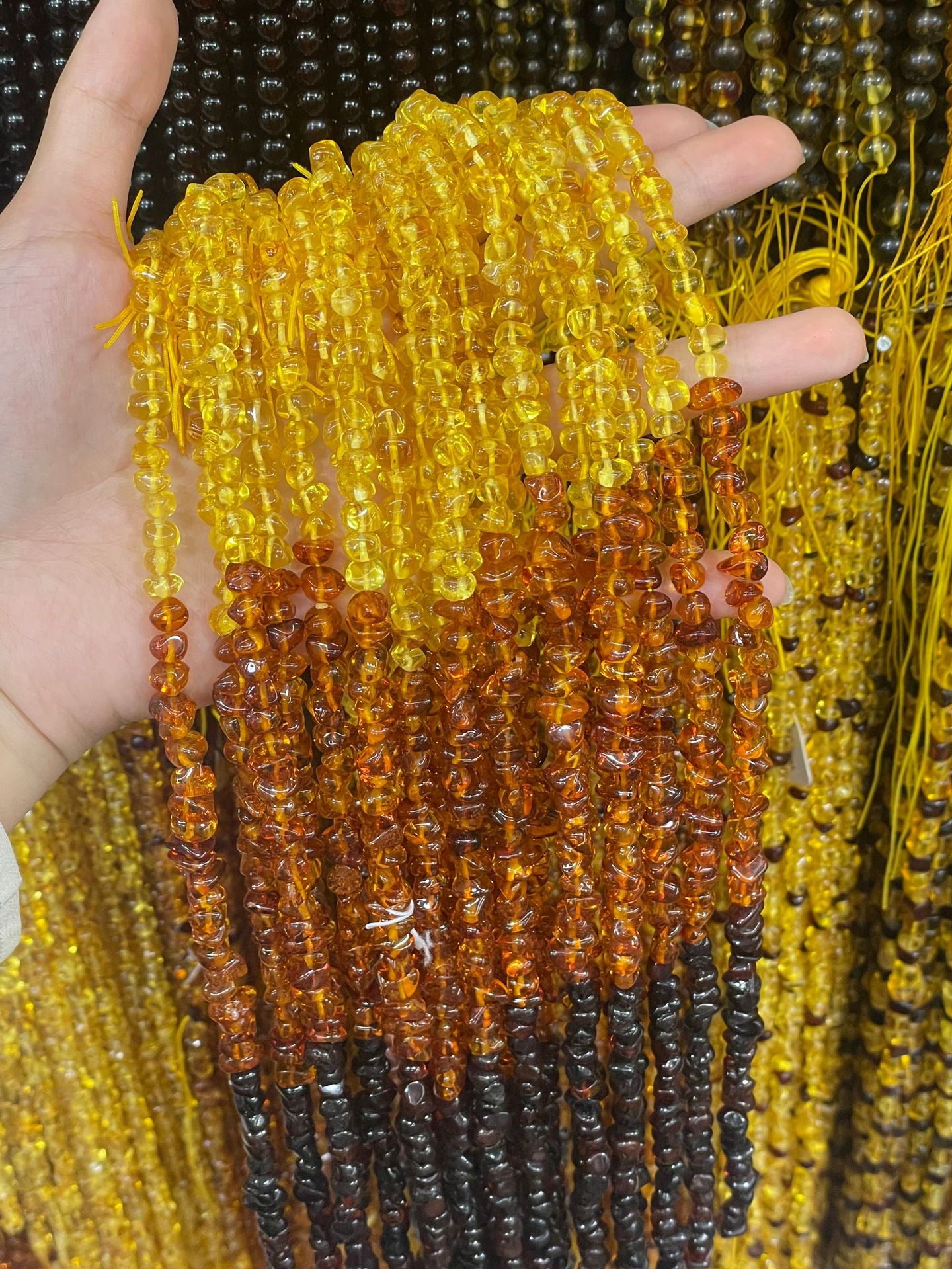 Handmade Ombre Gravel Beads With Amber Inlay, Diameter 6 Mm, Available In Rainbow Colors For Jewelry Making