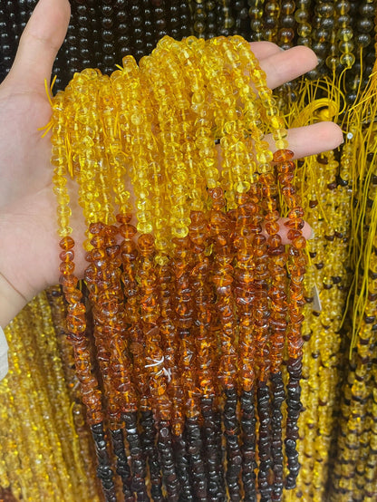 Handmade Ombre Gravel Beads With Amber Inlay, Diameter 6 Mm, Available In Rainbow Colors For Jewelry Making