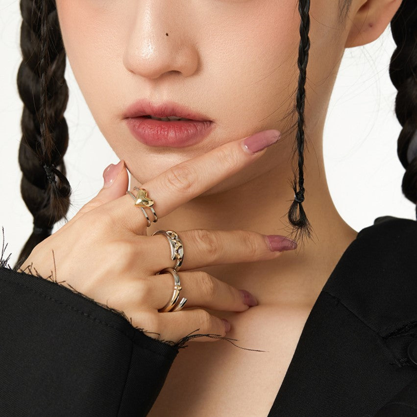 Heart Shape Open Ring For Women In Simple Style, Waterproof Non Tarnish Titanium Steel With Electroplated Gold Plating