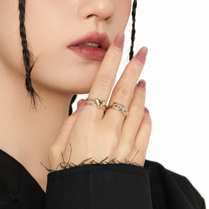 Heart Shape Open Ring For Women In Simple Style, Waterproof Non Tarnish Titanium Steel With Electroplated Gold Plating