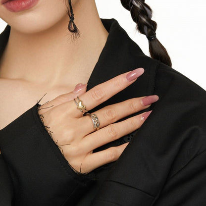 Heart Shape Open Ring For Women In Simple Style, Waterproof Non Tarnish Titanium Steel With Electroplated Gold Plating