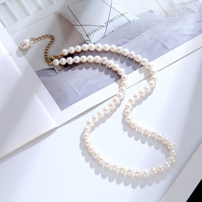 Handmade Freshwater Pearl Necklace For Women Featuring 5-6mm Simple Style Pearls