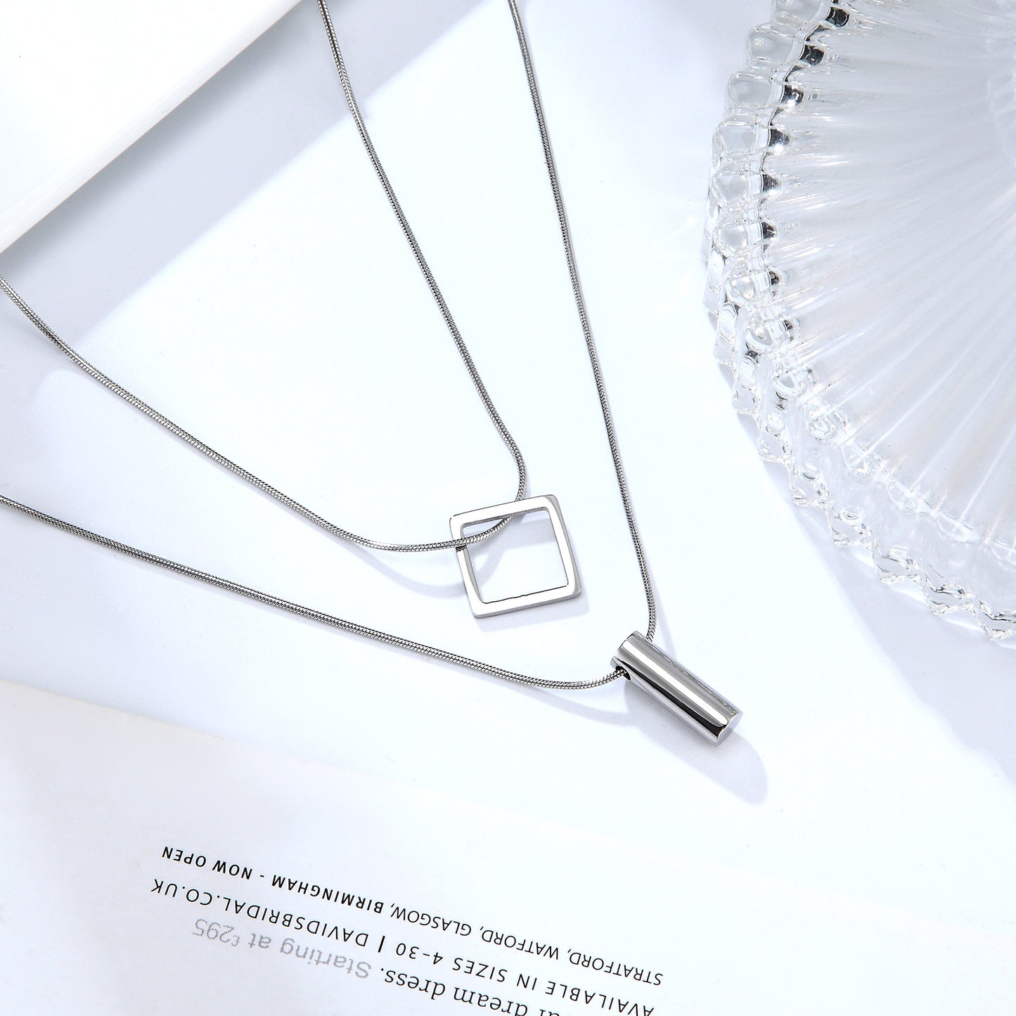 Hip-Hop Double Layer Cross Necklace For Women In Silver With Titanium Steel Pendant And Cable Chain