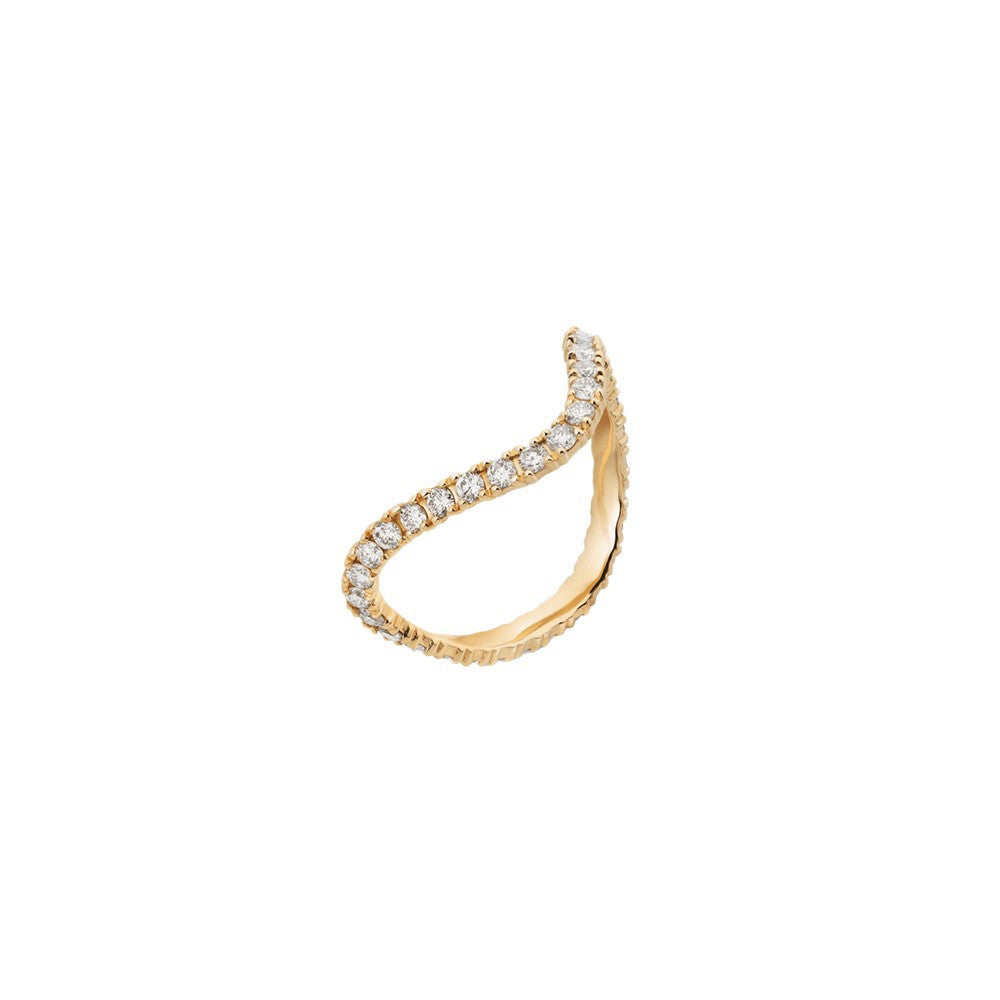 Unisex Simple Style V Shape Ring In Silver Featuring Rhinestone Inlay For Elegant Wear