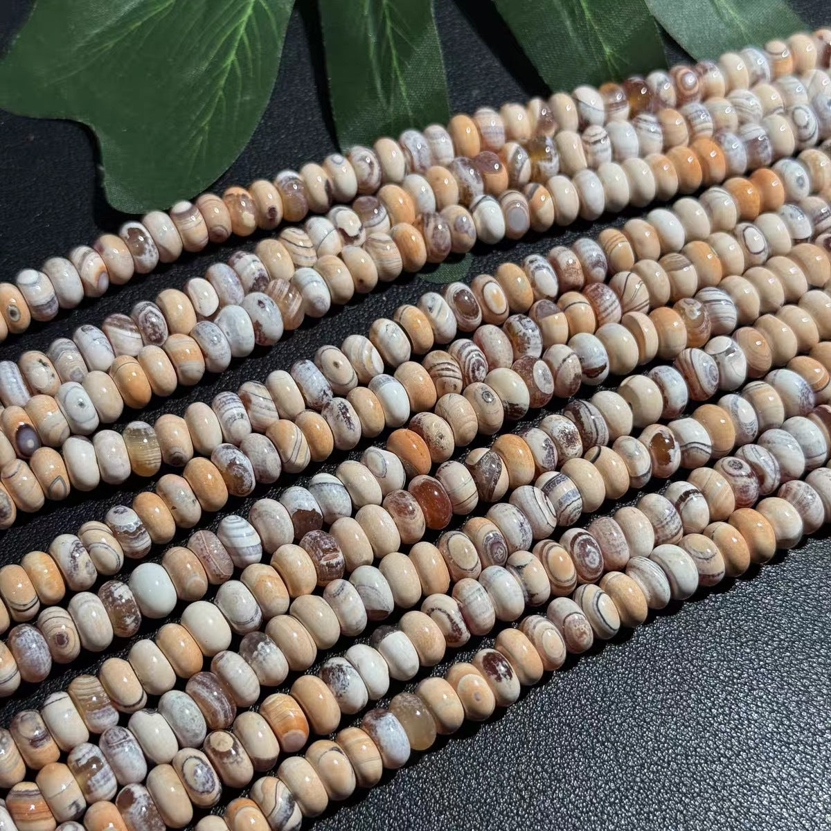 Handmade Natural Stone Beads With Agate Inlay, 4mm Diameter For Jewelry Making