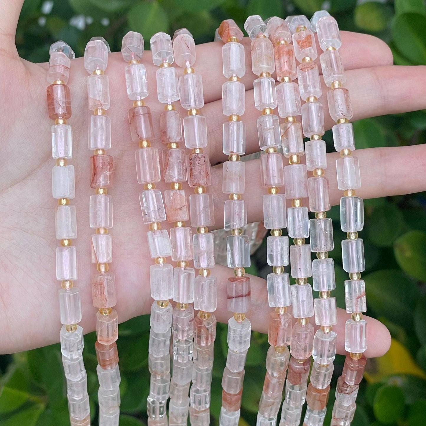 Faceted Totem Natural Stone Beads With Crystal Inlay, Diameter 6 Mm, Hole Size 6~9.9 Mm, Cutting Craft