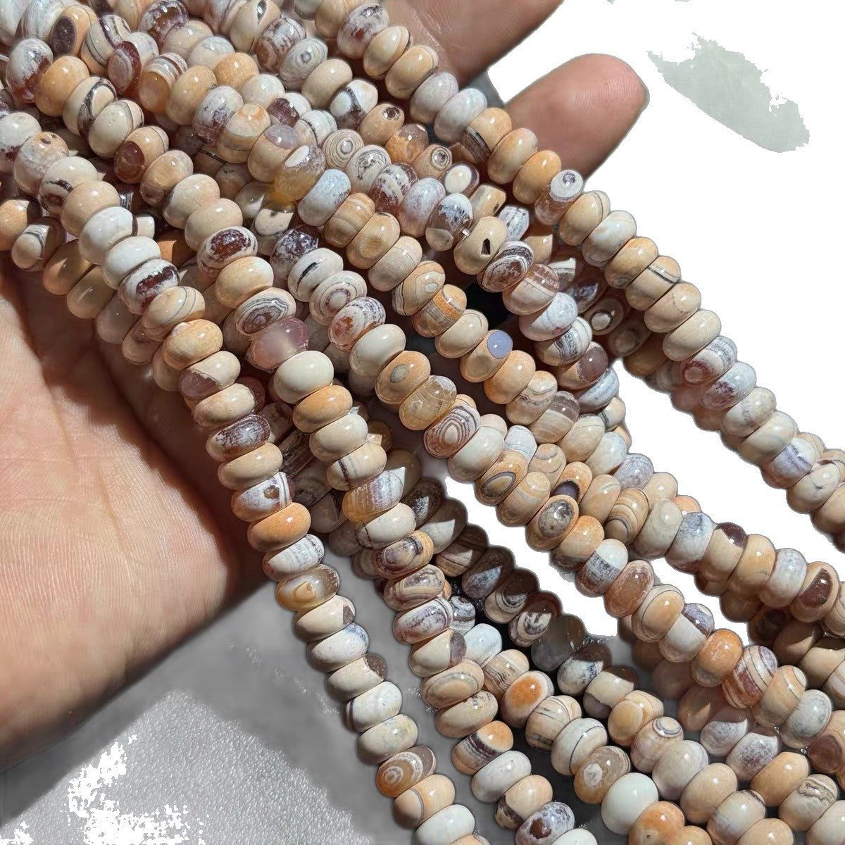 Handmade Natural Stone Beads With Agate Inlay, 4mm Diameter For Jewelry Making