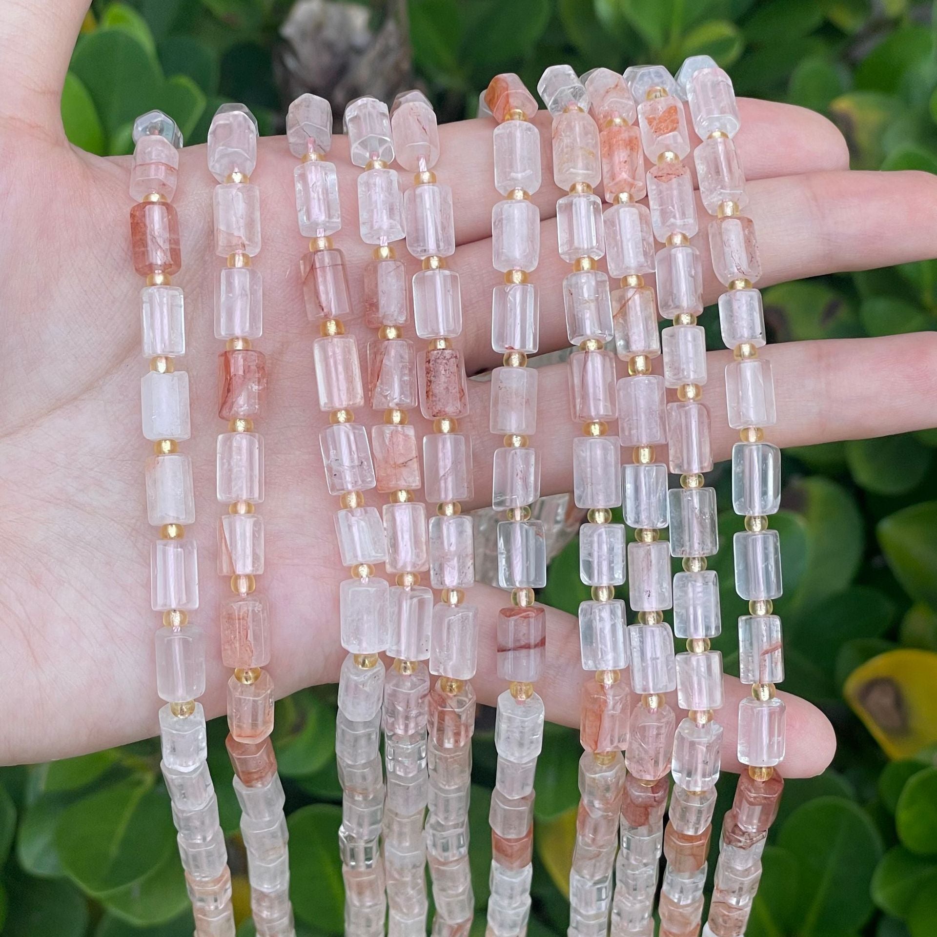 Faceted Totem Natural Stone Beads With Crystal Inlay, Diameter 6 Mm, Hole Size 6~9.9 Mm, Cutting Craft