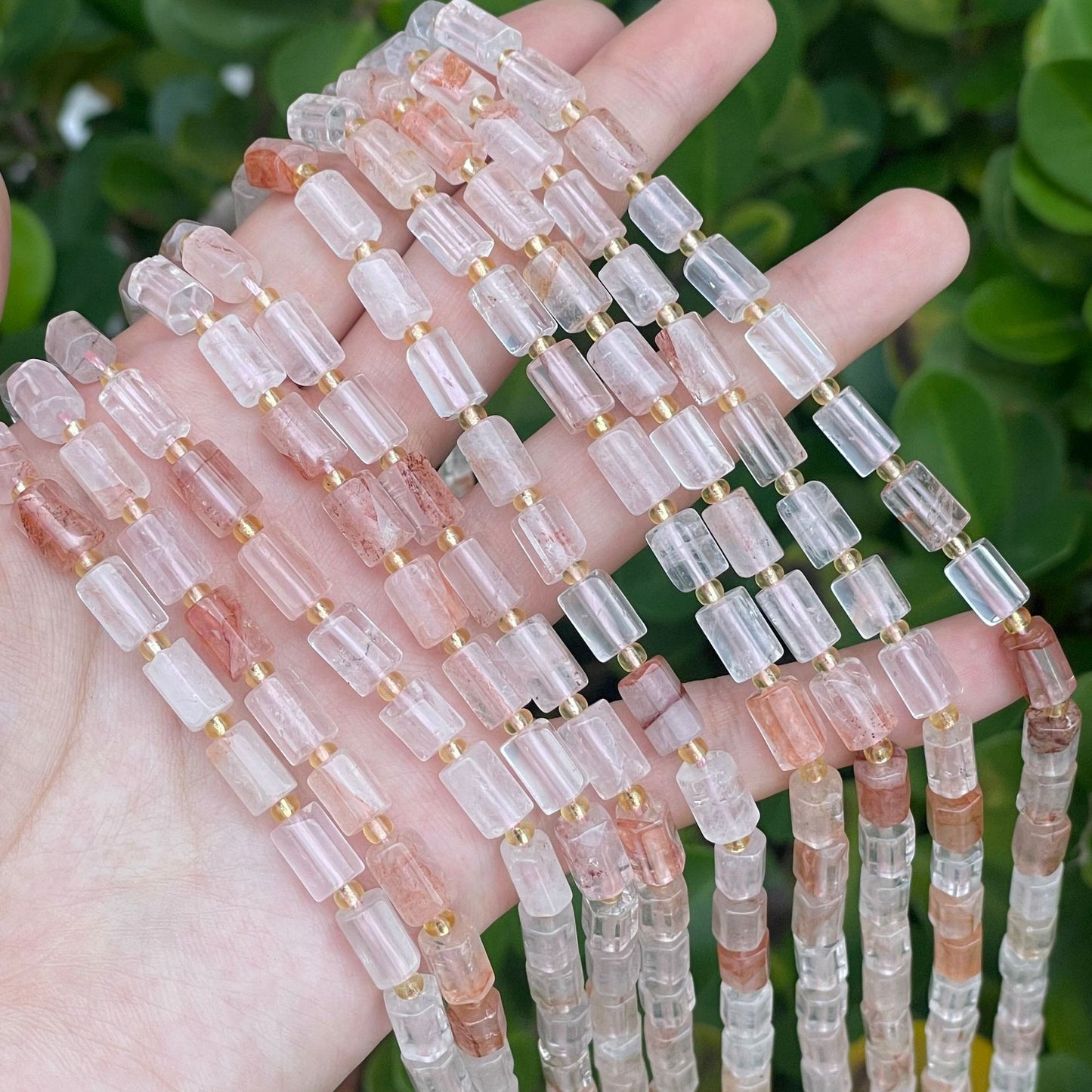 Faceted Totem Natural Stone Beads With Crystal Inlay, Diameter 6 Mm, Hole Size 6~9.9 Mm, Cutting Craft