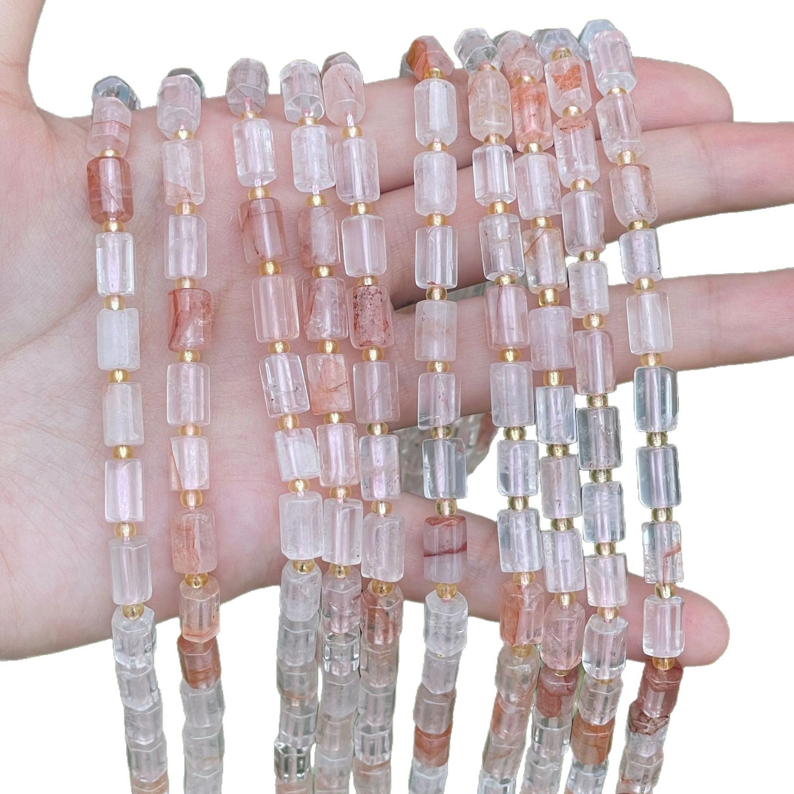 Faceted Totem Natural Stone Beads With Crystal Inlay, Diameter 6 Mm, Hole Size 6~9.9 Mm, Cutting Craft