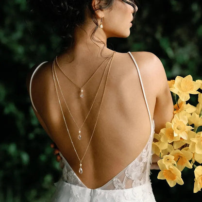 925 Sterling Silver Body Chain For Women With White Crystal Inlay, Silver Crystal Body Jewelry Perfect For Banquet