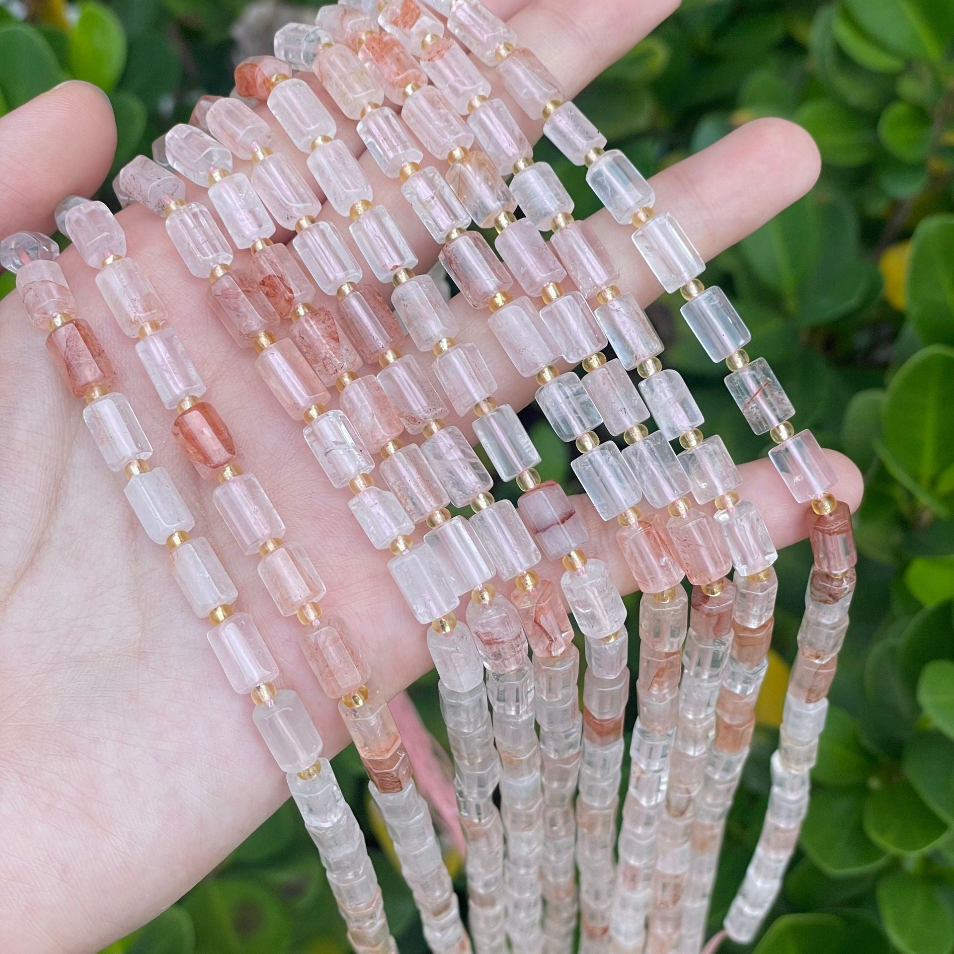 Faceted Totem Natural Stone Beads With Crystal Inlay, Diameter 6 Mm, Hole Size 6~9.9 Mm, Cutting Craft