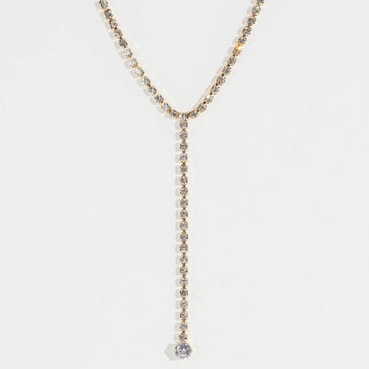 Sweet Silver Flowers Y-Necklace Lariat Necklace For Women With Zircon And Rhinestones On Cable Chain