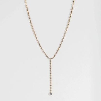Sweet Silver Flowers Y-Necklace Lariat Necklace For Women With Zircon And Rhinestones On Cable Chain