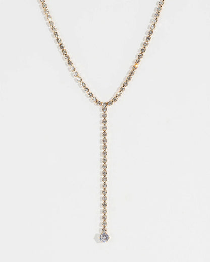 Sweet Silver Flowers Y-Necklace Lariat Necklace For Women With Zircon And Rhinestones On Cable Chain