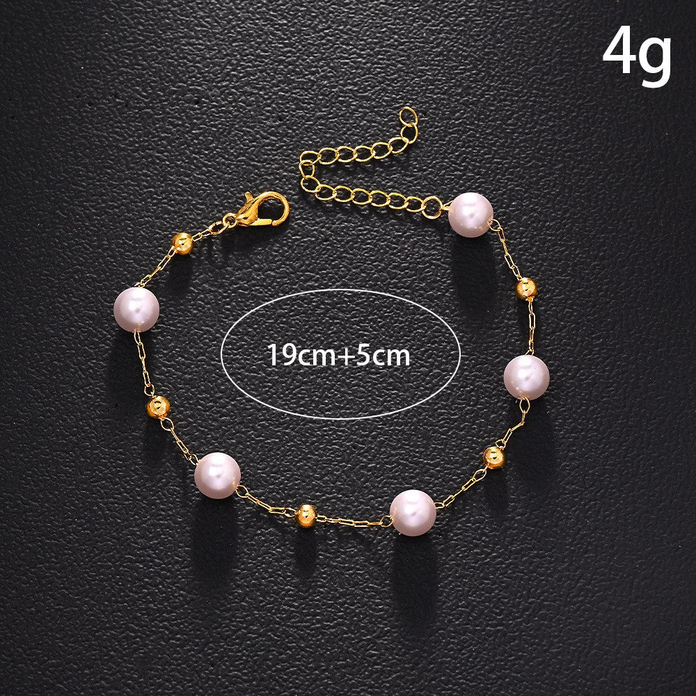 Pearl Pattern Necklace For Women In Simple Style, Featuring Electroplated Imitation Pearl With Artificial Crystal Inlay