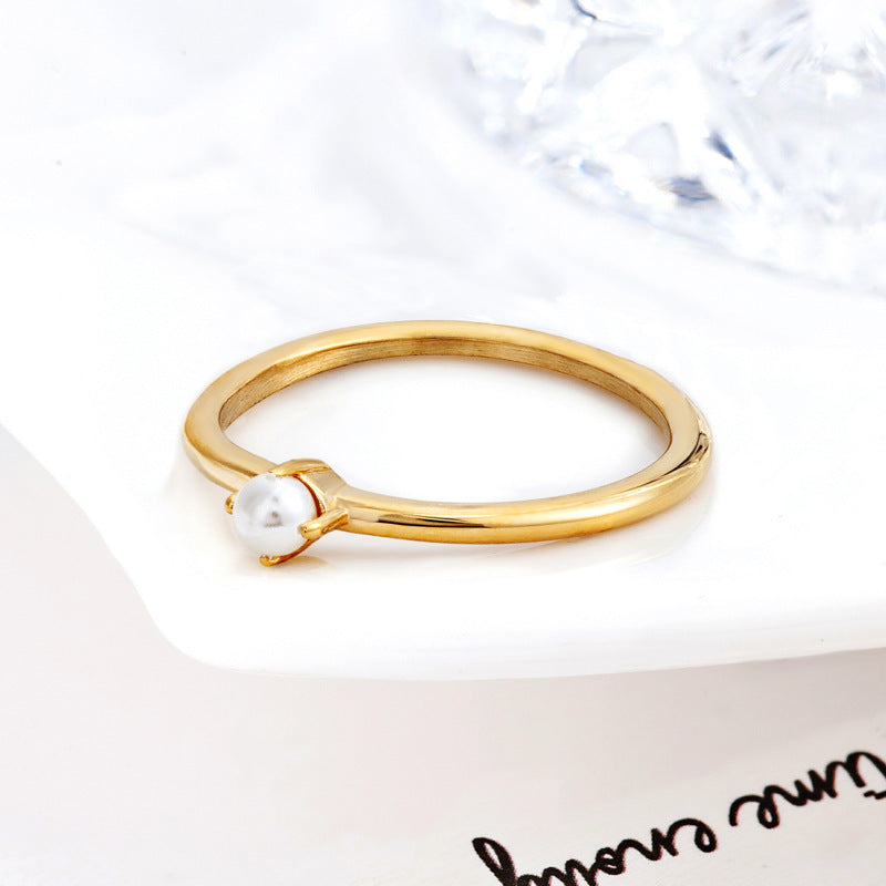 Water Droplets Rings For Women In Simple Style Featuring Claw Setting Made Of Titanium Steel With 14K Real Gold Electroplated