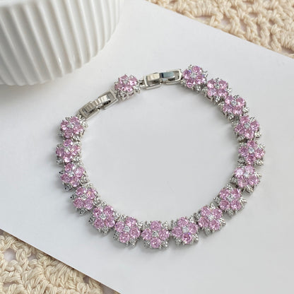 Sweet Style Fireworks Bracelets With Waterproof Non Tarnish Brass, Real Gold Plated Chain And Zircon Inlay